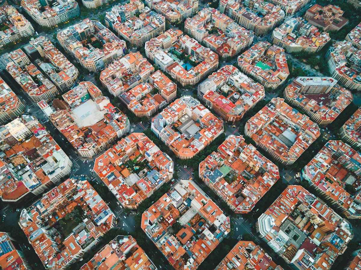 Vista aérea de las manzanas del Eixample de Barcelona